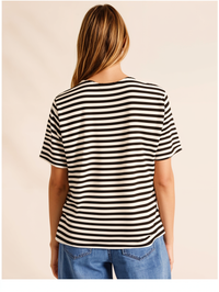 Mack Jonney Oversized | Loose Fit | Half Sleeves 100% Cotton Round Neck Striped T-Shirt for Women