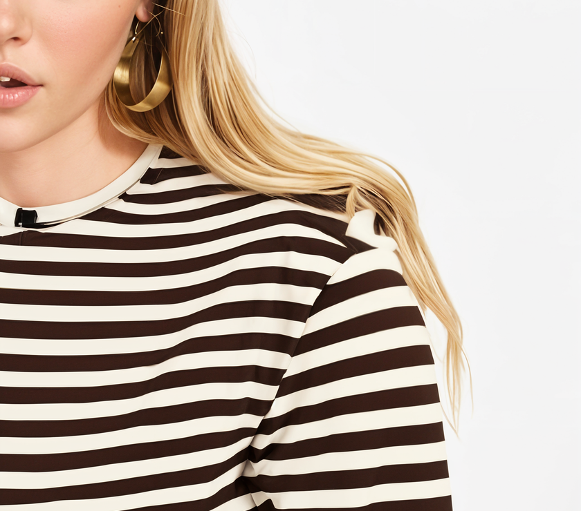 Mack Jonney Oversized | Loose Fit | Half Sleeves 100% Cotton Round Neck Striped T-Shirt for Women