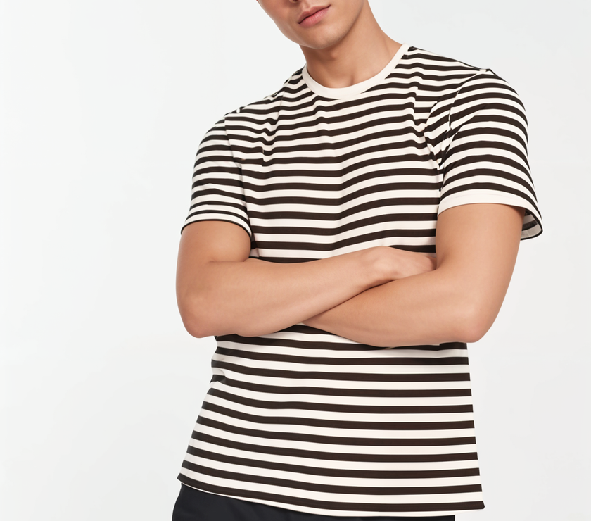 Mack Jonney Oversized | Loose Fit | Half Sleeves 100% Cotton Round Neck Striped T-Shirt for Men