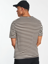 Mack Jonney Oversized | Loose Fit | Half Sleeves 100% Cotton Round Neck Striped T-Shirt for Men