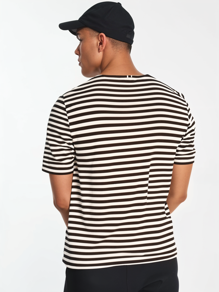 Mack Jonney Oversized | Loose Fit | Half Sleeves 100% Cotton Round Neck Striped T-Shirt for Men