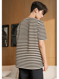 Mack Jonney Oversized | Loose Fit | Half Sleeves 100% Cotton Round Neck Striped T-Shirt for Men
