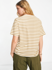 Mack Jonney Oversized | Loose Fit | Half Sleeves 100% Cotton Round Neck Striped T-Shirt for Women