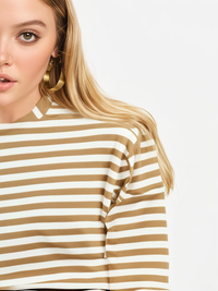 Mack Jonney Oversized | Loose Fit | Half Sleeves 100% Cotton Round Neck Striped T-Shirt for Women