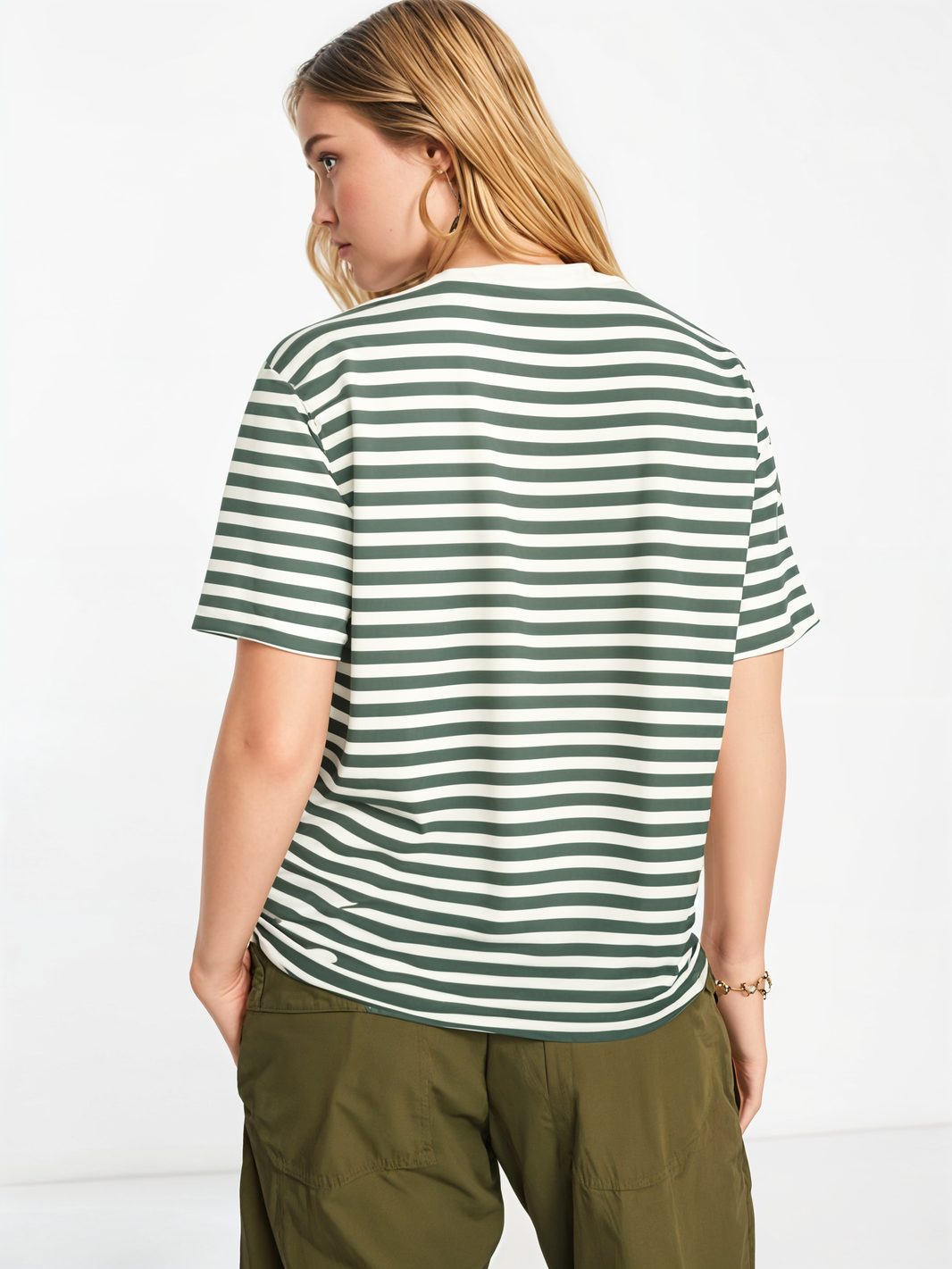 Mack Jonney Oversized | Loose Fit | Half Sleeves 100% Cotton Round Neck Striped T-Shirt for Women