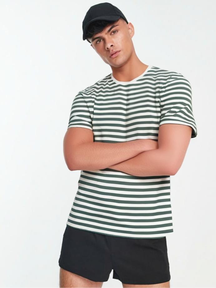 Mack Jonney Oversized | Loose Fit | Half Sleeves 100% Cotton Round Neck Striped T-Shirt for Men