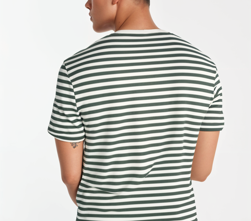 Mack Jonney Oversized | Loose Fit | Half Sleeves 100% Cotton Round Neck Striped T-Shirt for Men