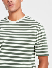 Mack Jonney Oversized | Loose Fit | Half Sleeves 100% Cotton Round Neck Striped T-Shirt for Men