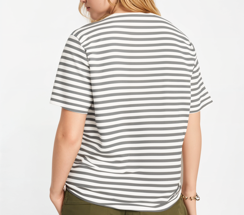 Mack Jonney Oversized | Loose Fit | Half Sleeves 100% Cotton Round Neck Striped T-Shirt for Women