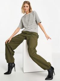 Mack Jonney Oversized | Loose Fit | Half Sleeves 100% Cotton Round Neck Striped T-Shirt for Women