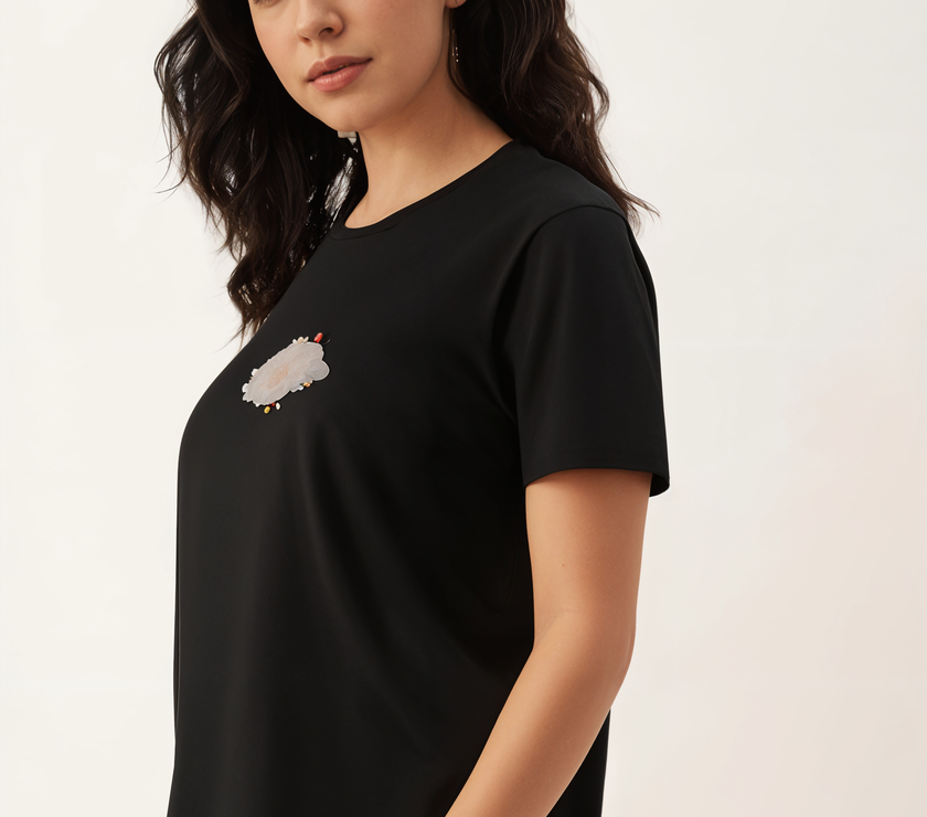 MACK Jonney Oversized | Loose Fit | Half Sleeves 100% Cotton Round Neck Printed T-Shirt for Women