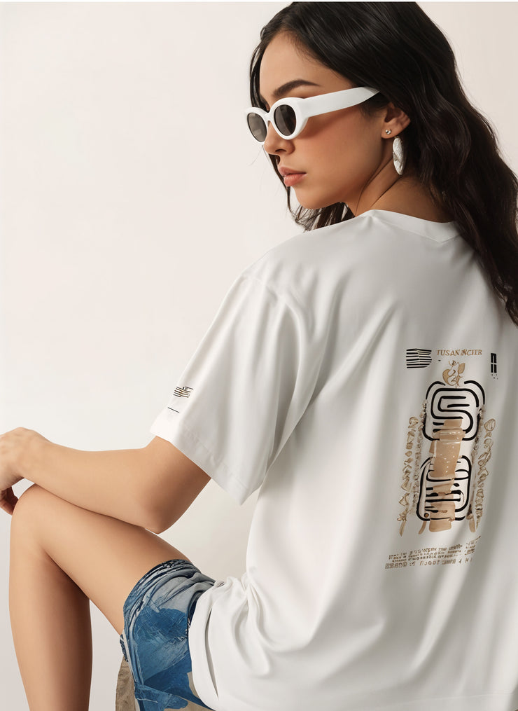 MACK Jonney Oversized | Loose Fit | Half Sleeves 100% Cotton Round Neck Printed T-Shirt for Women