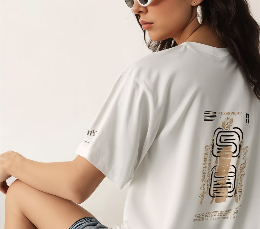 MACK Jonney Oversized | Loose Fit | Half Sleeves 100% Cotton Round Neck Printed T-Shirt for Women