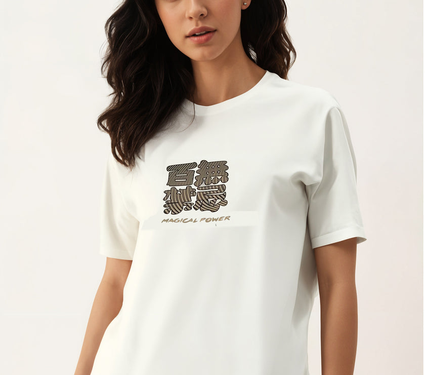 MACK Jonney Oversized | Loose Fit | Half Sleeves 100% Cotton Round Neck Printed T-Shirt for Women