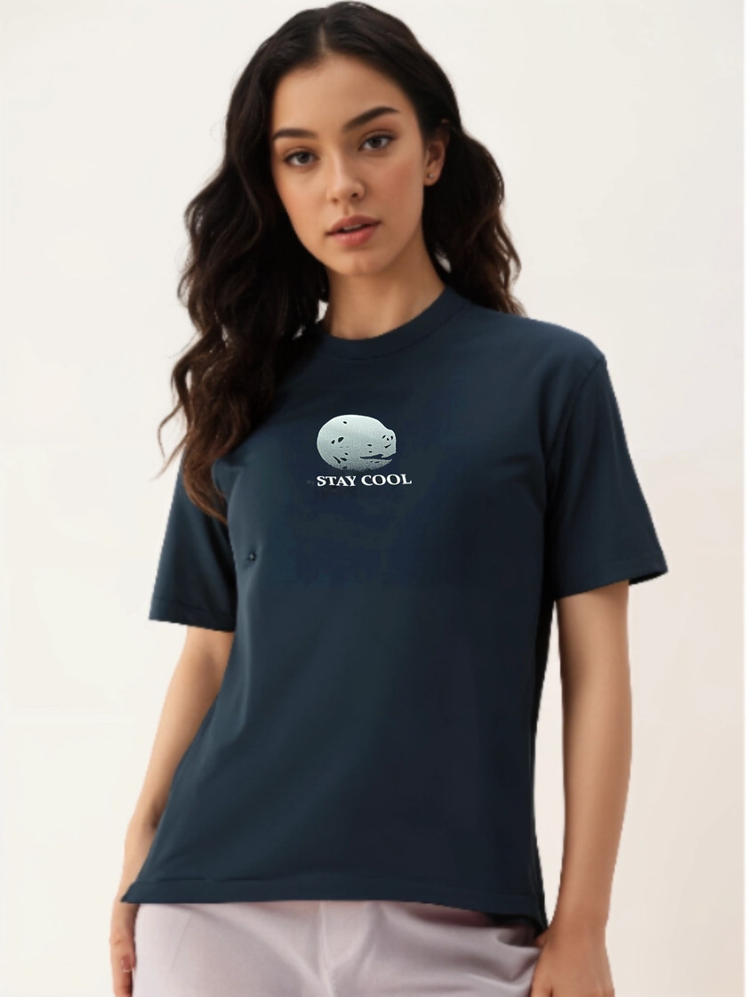MACK Jonney Oversized | Loose Fit | Half Sleeves 100% Cotton Round Neck Printed T-Shirt for Women