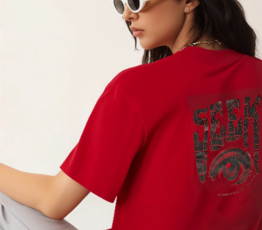MACK Jonney Oversized | Loose Fit | Half Sleeves 100% Cotton Round Neck Printed T-Shirt for Women