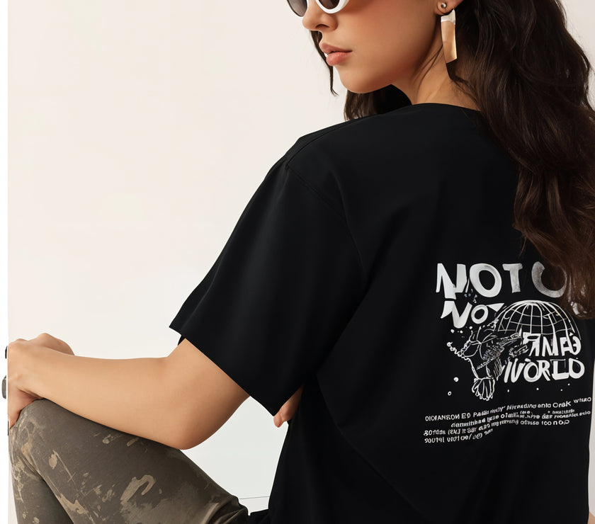 MACK Jonney Oversized | Loose Fit | Half Sleeves 100% Cotton Round Neck Printed T-Shirt for Women