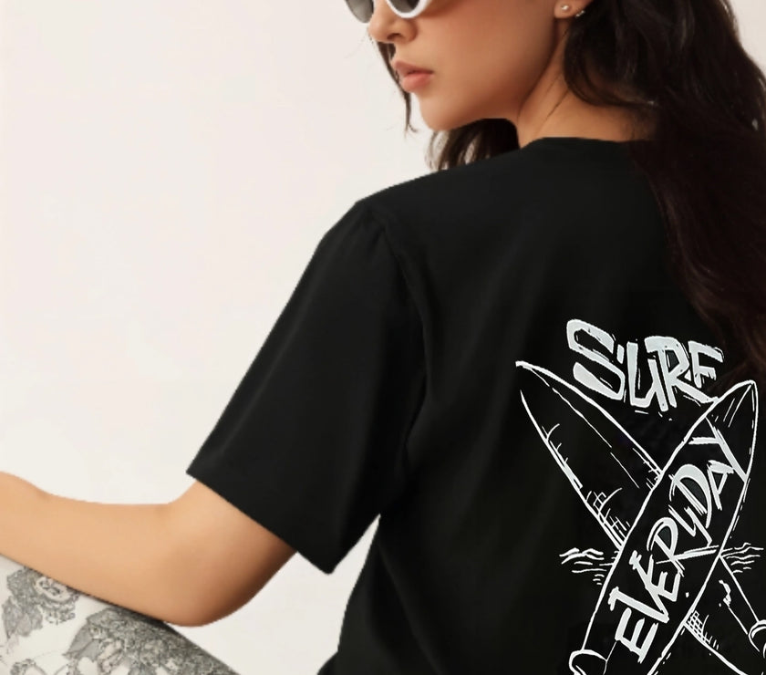 MACK Jonney Oversized | Loose Fit | Half Sleeves 100% Cotton Round Neck Printed T-Shirt for Women