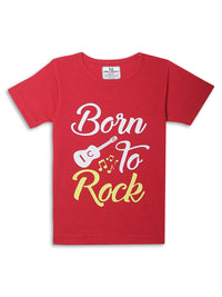 Mack Jonney Printed  Red  Regular Fit Cotton blended T-shirts For Kids