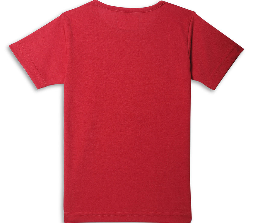 Mack Jonney Printed  Red  Regular Fit Cotton blended T-shirts For Kids