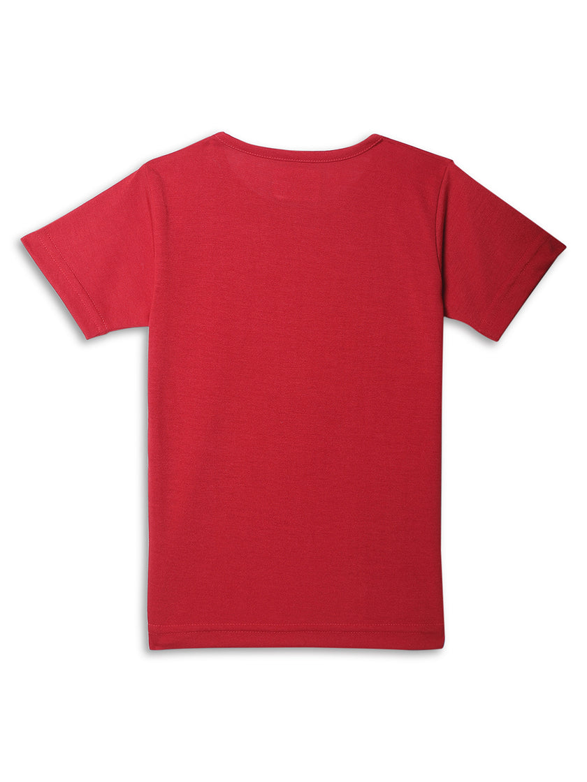 Mack Jonney Printed  Red  Regular Fit Cotton blended T-shirts For Kids