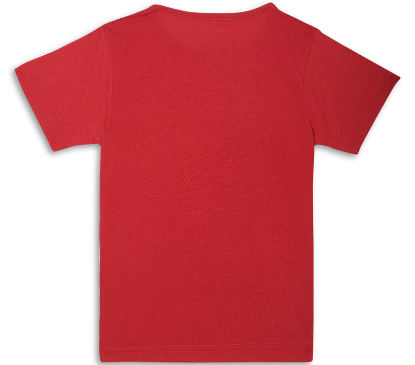 Mack Jonney Printed  Red  Regular Fit Cotton blended T-shirts For Kids