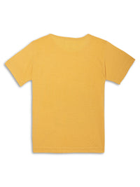 Mack Jonney Printed  Yellow  Regular Fit Cotton blended T-shirts For Kids