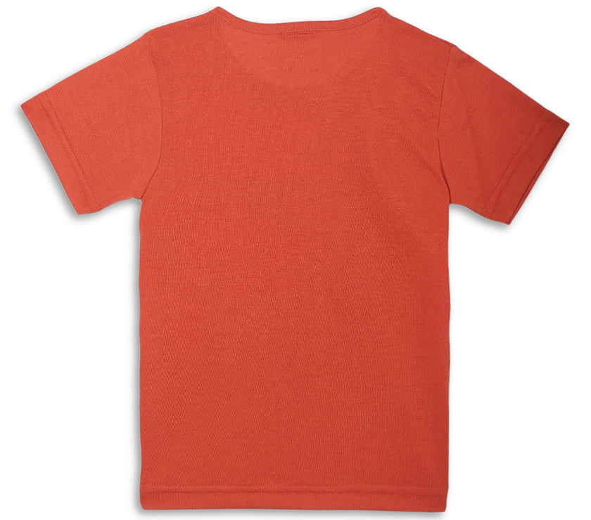 Mack Jonney Printed  Rust  Regular Fit Cotton blended T-shirts For Kids