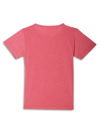 Mack Jonney Printed  Pink  Regular Fit Cotton blended T-shirts For Kids