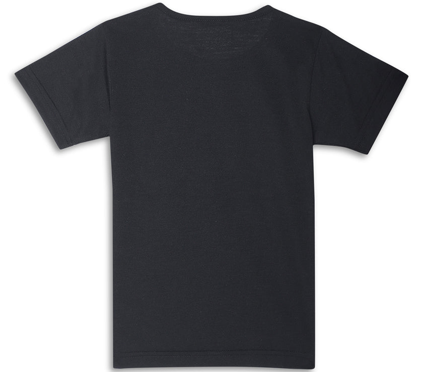 Mack Jonney Printed  Black  Regular Fit Cotton blended T-shirts For Kids