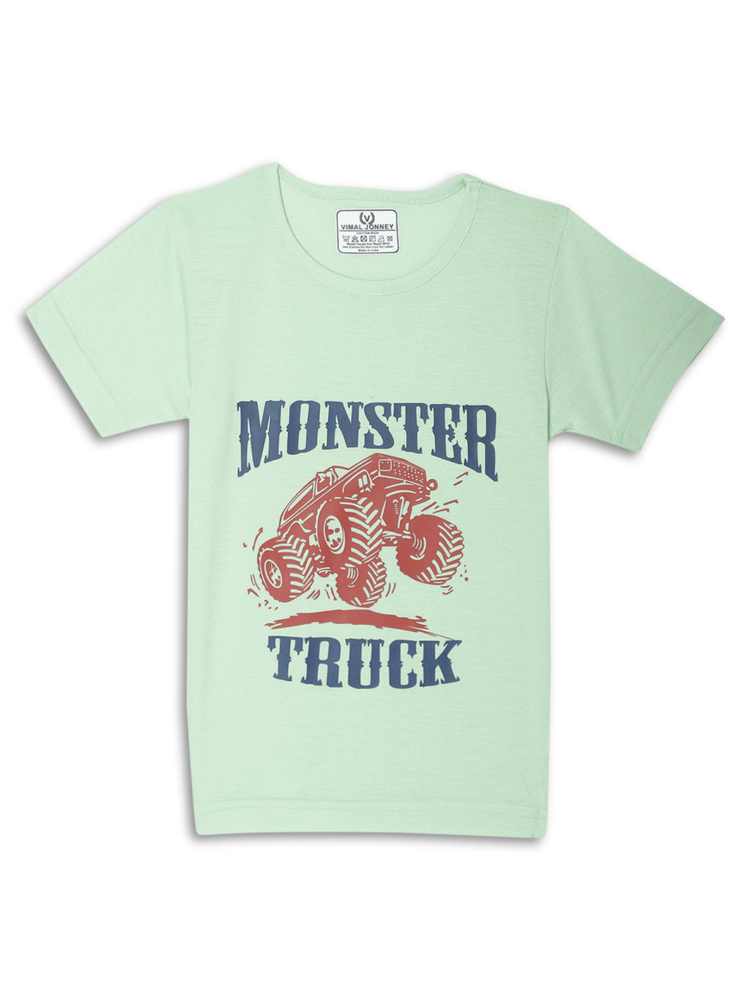 Mack Jonney Printed  Green  Regular Fit Cotton blended T-shirts For Kids