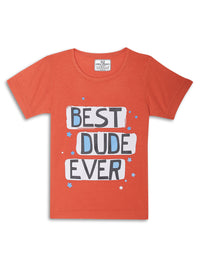 Mack Jonney Printed  Rust  Regular Fit Cotton blended T-shirts For Kids