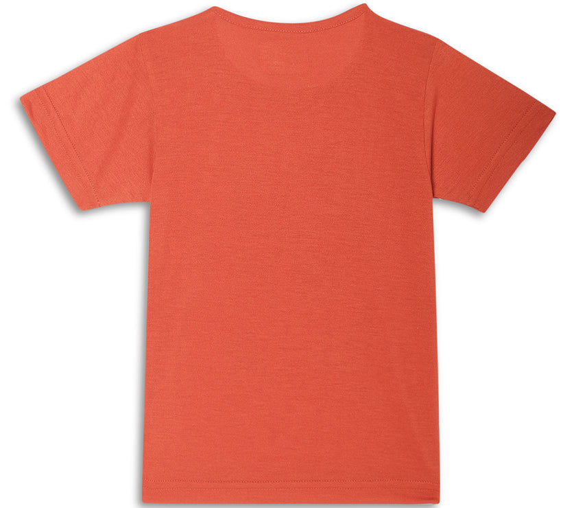 Mack Jonney Printed  Rust  Regular Fit Cotton blended T-shirts For Kids