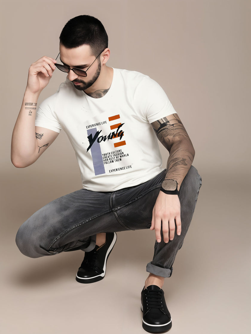 MACK Jonney Men Printed Cotton Rich  T Shirt | Round neck Tshirts|Half Sleeves|Printed-Regular Fit
