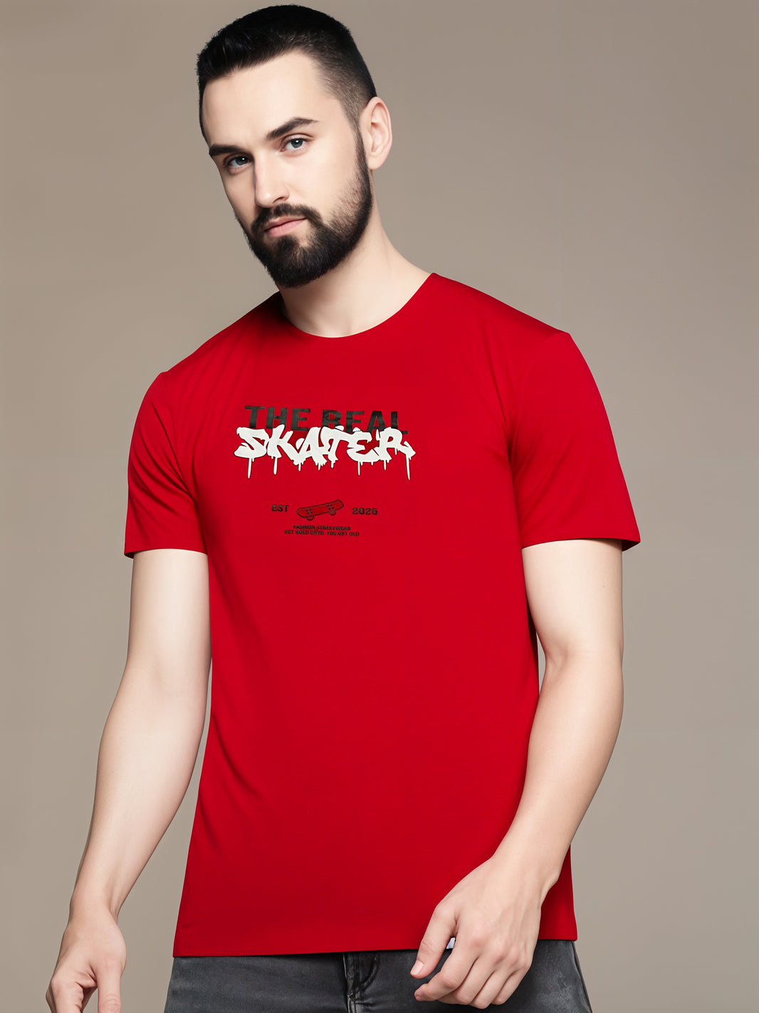 MACK Jonney Men Printed Cotton Rich  T Shirt | Round neck Tshirts|Half Sleeves|Printed-Regular Fit