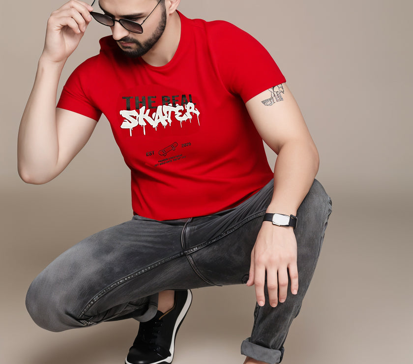 MACK Jonney Men Printed Cotton Rich  T Shirt | Round neck Tshirts|Half Sleeves|Printed-Regular Fit
