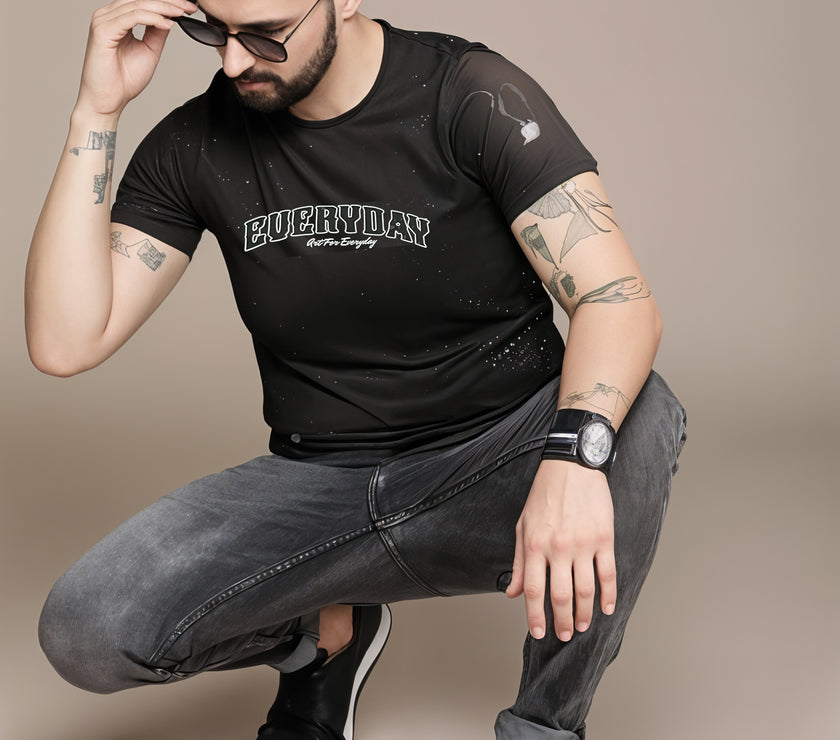 MACK Jonney Men Printed Cotton Rich  T Shirt | Round neck Tshirts|Half Sleeves|Printed-Regular Fit