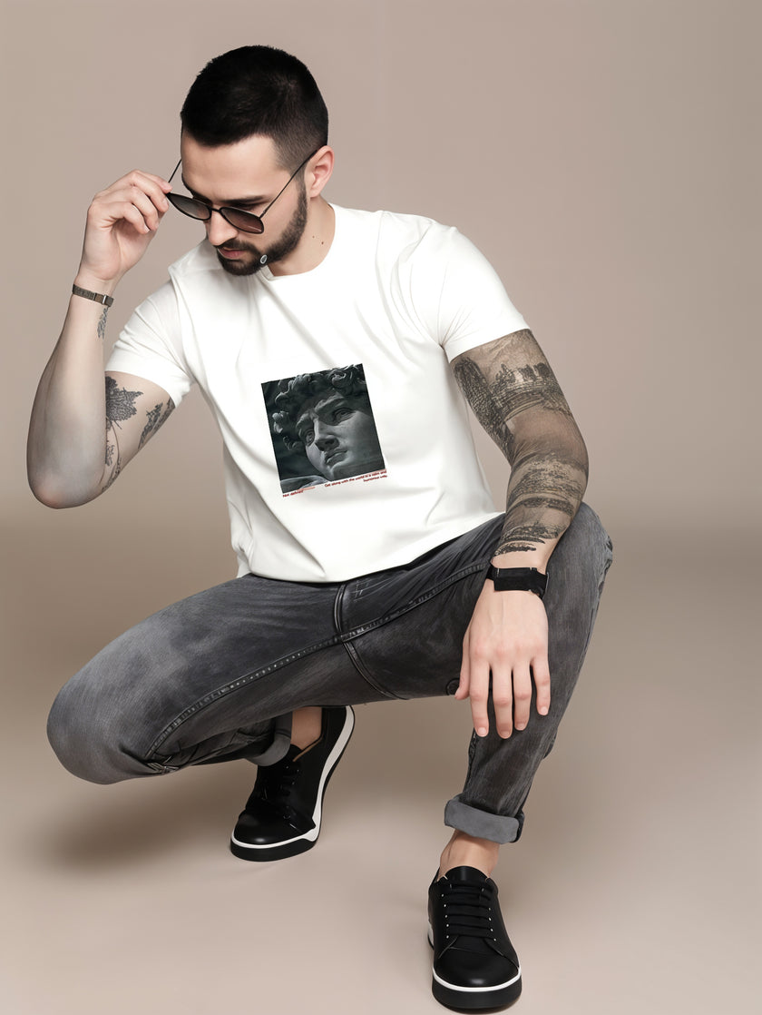 MACK Jonney Men Printed Cotton Rich  T Shirt | Round neck Tshirts|Half Sleeves|Printed-Regular Fit