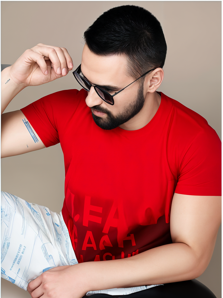 MACK Jonney Men Printed Cotton Rich  T Shirt | Round neck Tshirts|Half Sleeves|Printed-Regular Fit