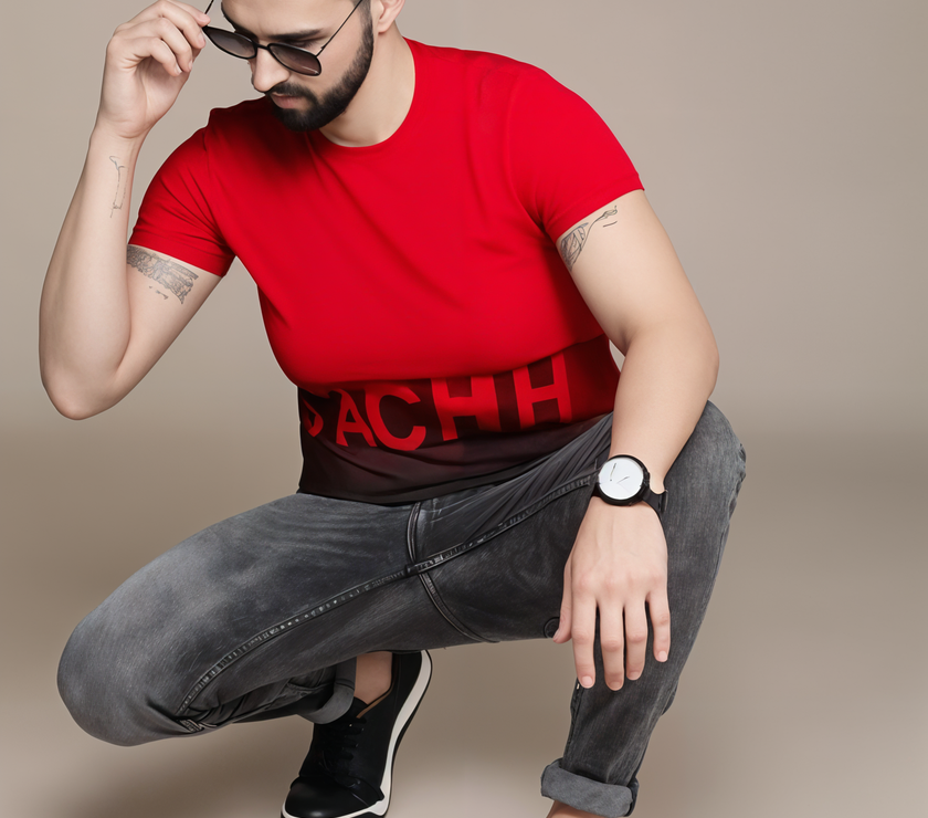 MACK Jonney Men Printed Cotton Rich  T Shirt | Round neck Tshirts|Half Sleeves|Printed-Regular Fit