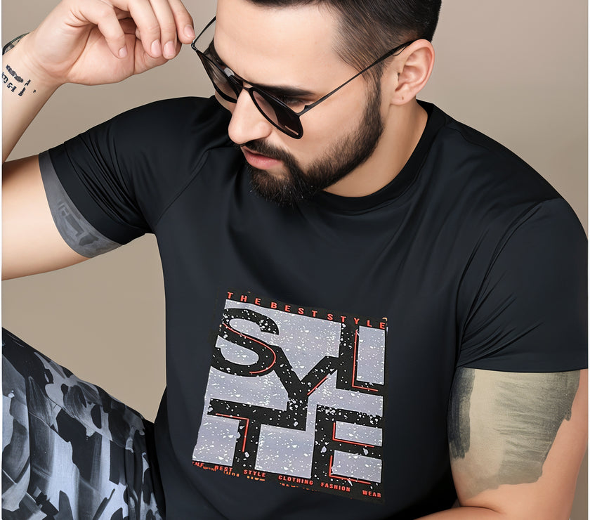 MACK Jonney Men Printed Cotton Rich  T Shirt | Round neck Tshirts|Half Sleeves|Printed-Regular Fit