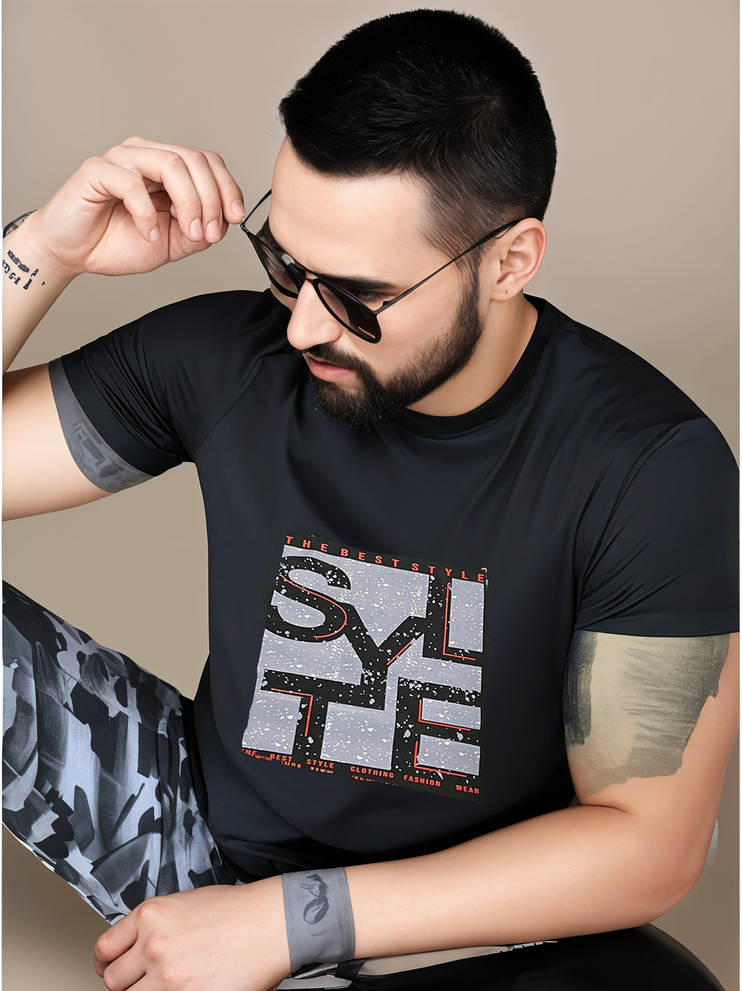 MACK Jonney Men Printed Cotton Rich  T Shirt | Round neck Tshirts|Half Sleeves|Printed-Regular Fit