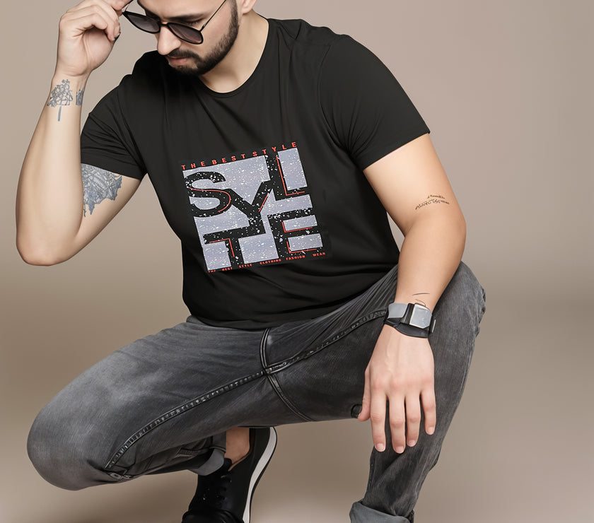 MACK Jonney Men Printed Cotton Rich  T Shirt | Round neck Tshirts|Half Sleeves|Printed-Regular Fit