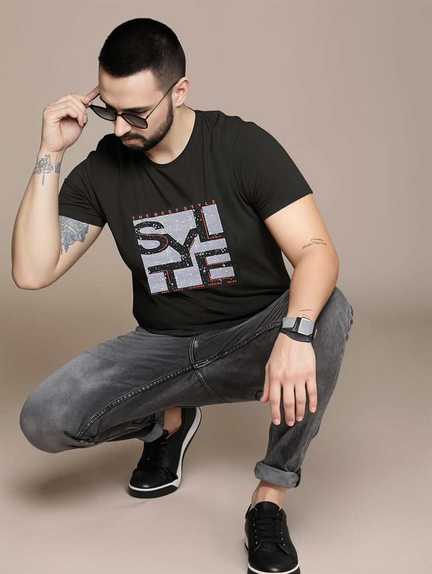 MACK Jonney Men Printed Cotton Rich  T Shirt | Round neck Tshirts|Half Sleeves|Printed-Regular Fit