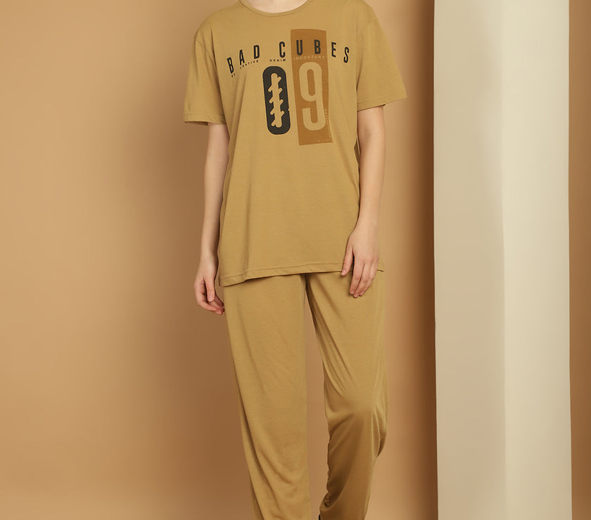 Mack Jonney Mud Cotton Printed Co-ord Set Tracksuit For Women