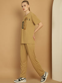 Mack Jonney Mud Cotton Printed Co-ord Set Tracksuit For Women