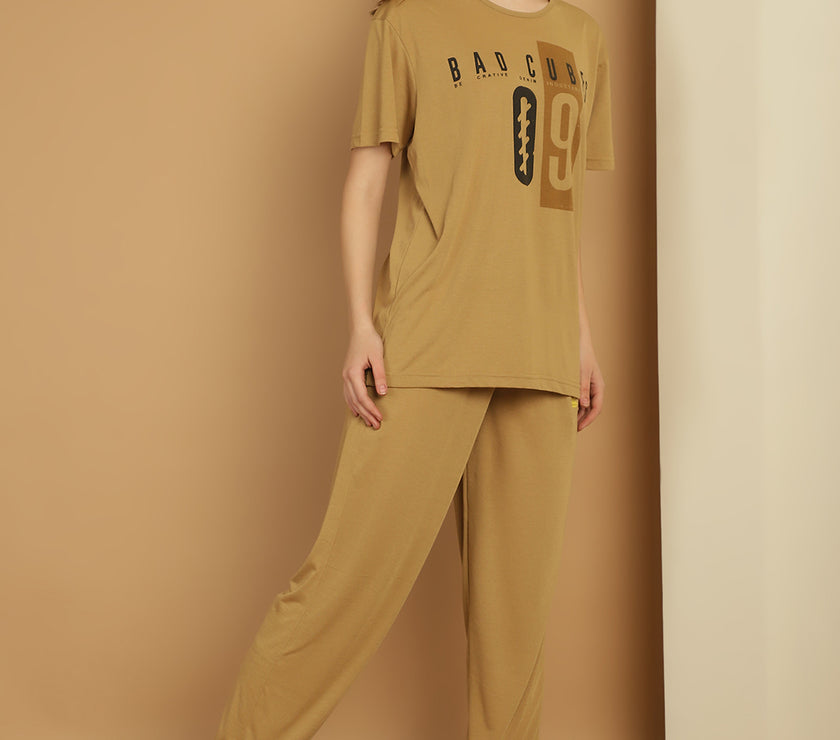 Mack Jonney Mud Cotton Printed Co-ord Set Tracksuit For Women