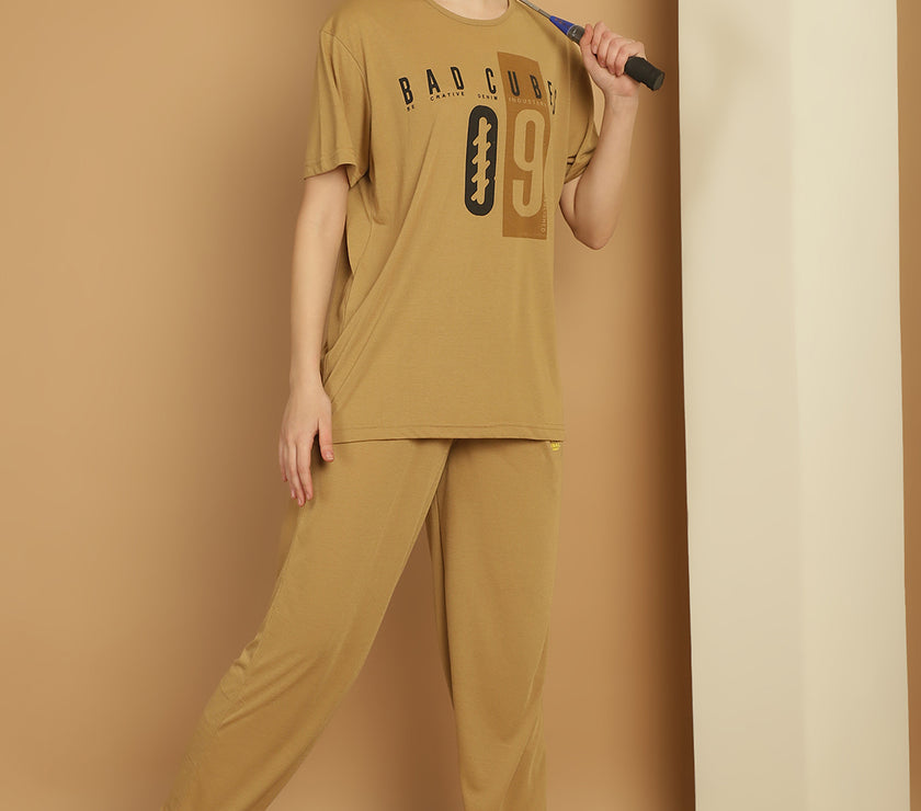Mack Jonney Mud Cotton Printed Co-ord Set Tracksuit For Women