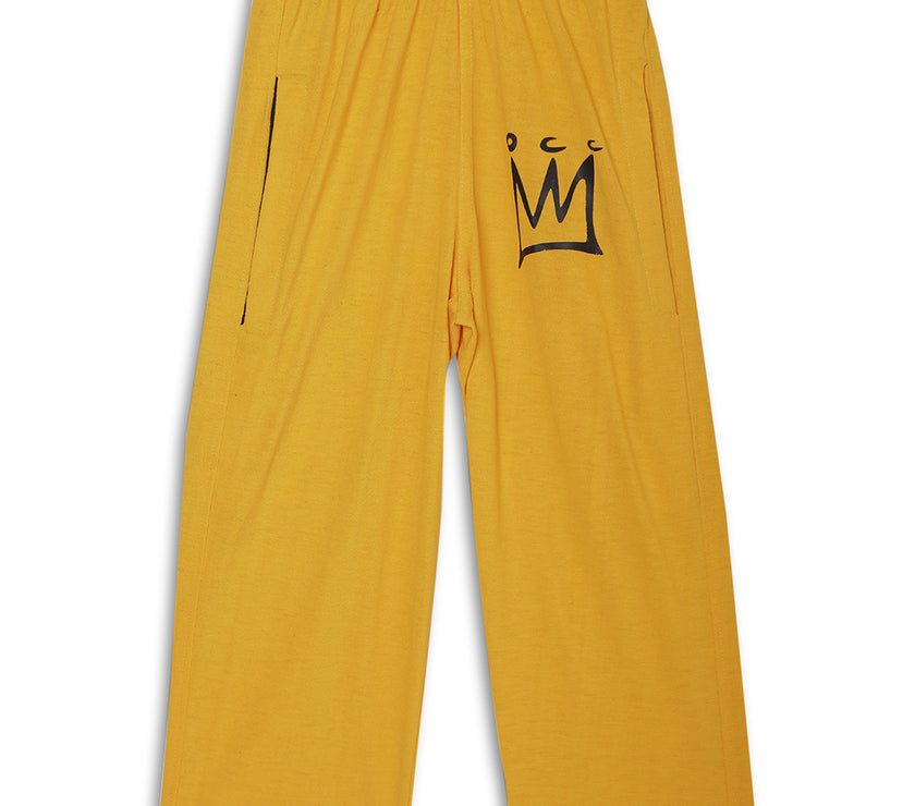 Mack Jonney Printed Yellow Regular Fit Cotton blended Tshirt And Bottom Set For Kids