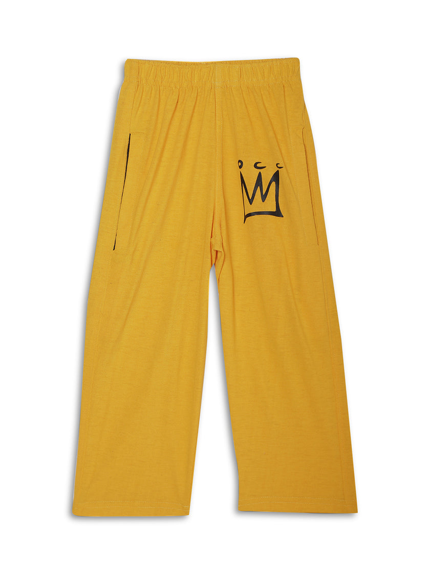 Mack Jonney Printed Yellow Regular Fit Cotton blended Tshirt And Bottom Set For Kids